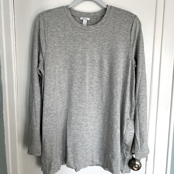 Daily Ritual Soft Rayon Jersey Crew Neck Long-Sleeve Split-Hem Tunic sz L - Picture 1 of 6